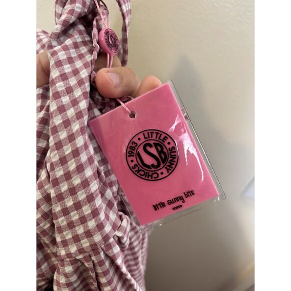 Little Sunny Bite Dress Women's Size Small Pink Purple Gingham Midi NWT Ruffle - Picture 6 of 7